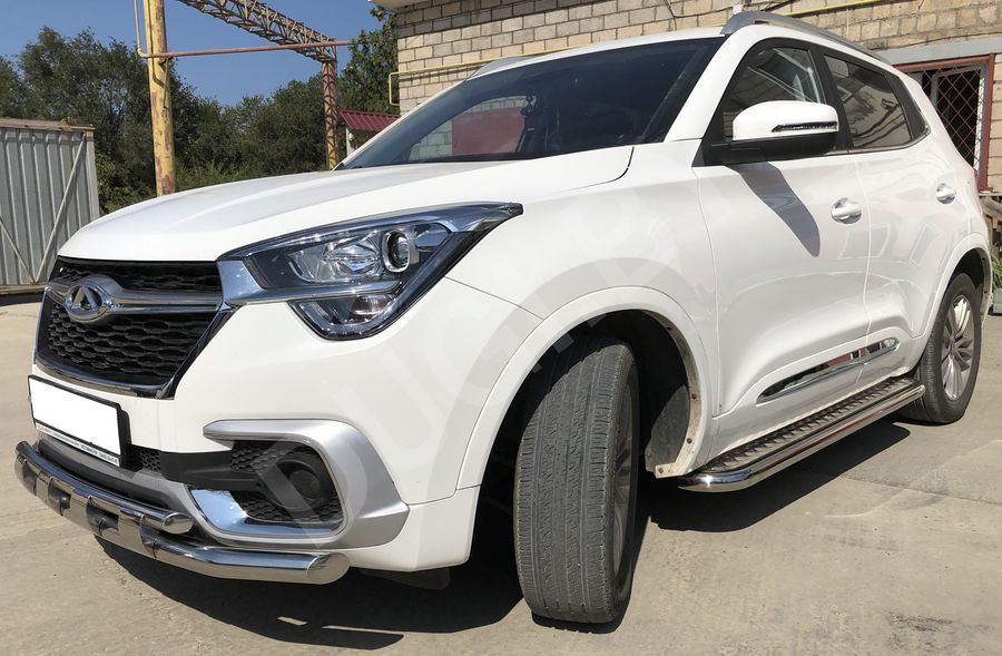  Защита переднего бампера двойная с перемычками Chery Tiggo 4 Арт CHTG.19.75, вид 3