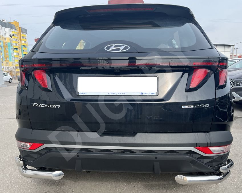  Защита заднего бампера угловая двойная Hyundai Tucson 4 Арт HTUC.21.20, вид 3