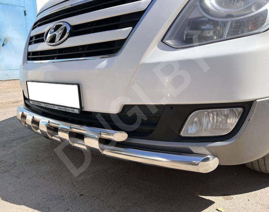  Защита переднего бампера двойная с перемычками Hyundai Grand Starex Арт HYGS.15.75, вид 2