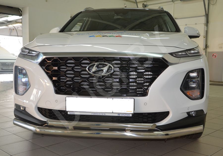  Защита переднего бампера двойная Hyundai Santa FE 4 (TM) Арт HYSF.18.03, вид 2