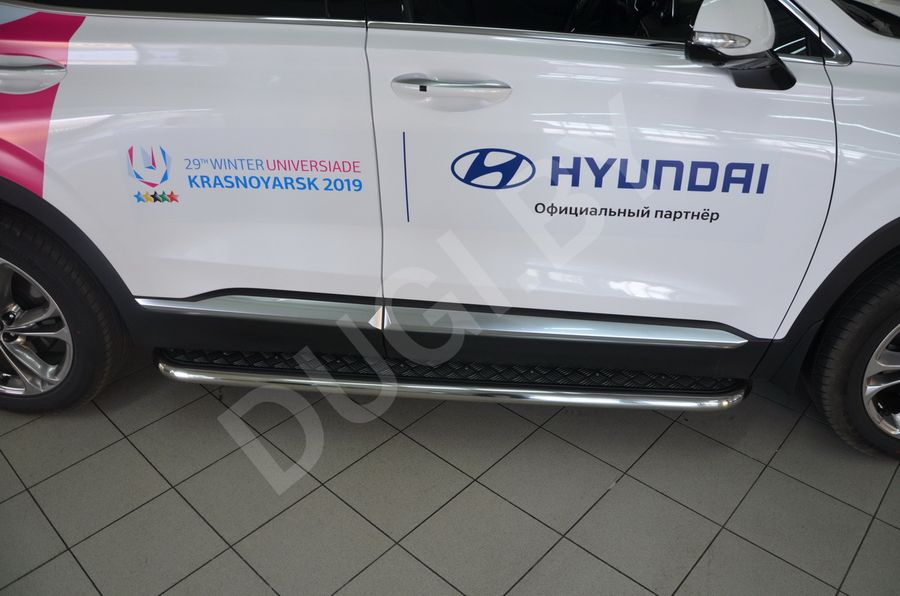  Пороги с накладным листом Hyundai Santa FE 4 (TM) Арт HYSF.18.41, вид 2