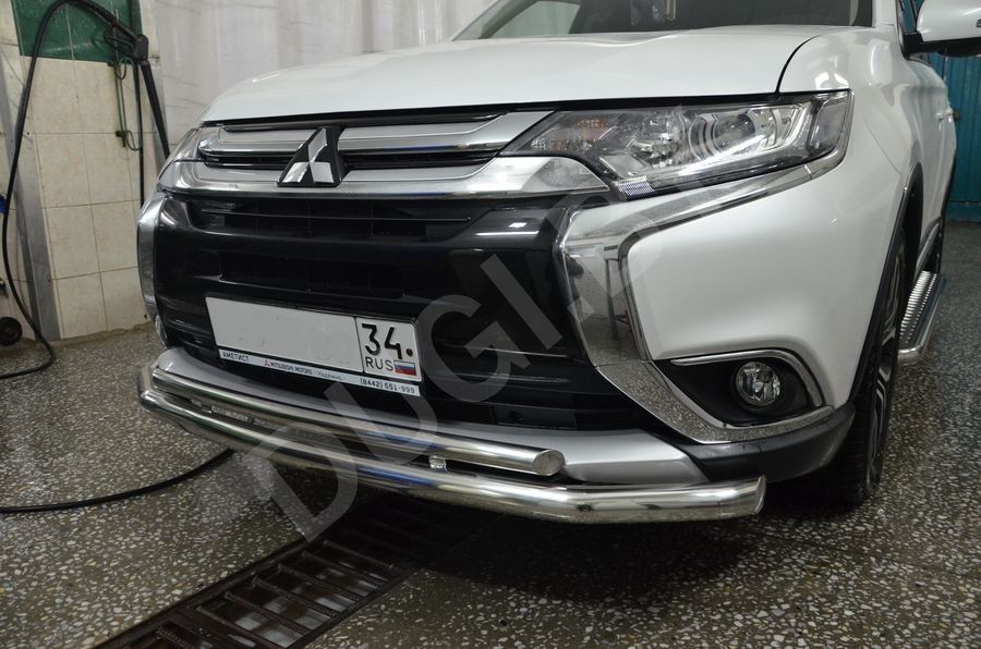  Защита переднего бампера двойная Mitsubishi Outlander 3 restailing 2 Арт MSO.15.04, вид 2