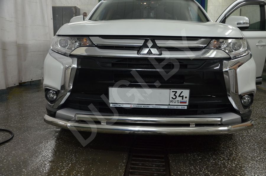  Защита переднего бампера двойная Mitsubishi Outlander 3 restailing 2 Арт MSO.15.04, вид 3