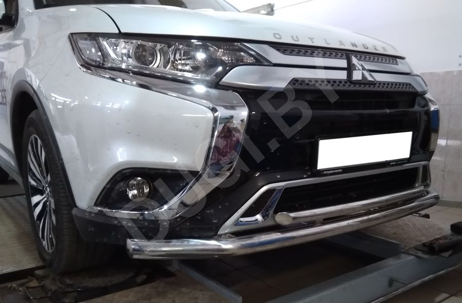  Защита переднего бампера двойная Mitsubishi Outlander 3 restailing 2 Арт MSO.19.03, вид 2