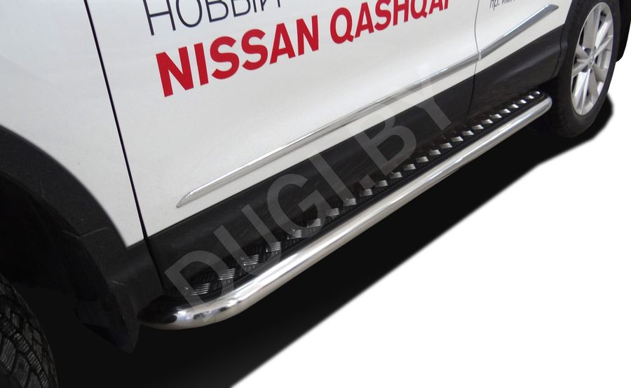  Пороги с накладным листом к Nissan Qashqai 2 Арт NQ.15.42