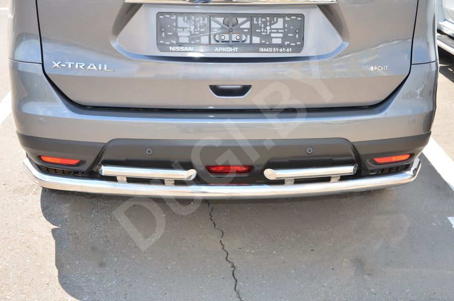 Защита заднего бампера  двойная угловая большая к Nissan X-Trail T32 Арт NXT.15.28-1