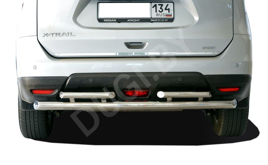  Защита заднего бампера двойная к Nissan X-Trail T32 Арт NXT.15.28