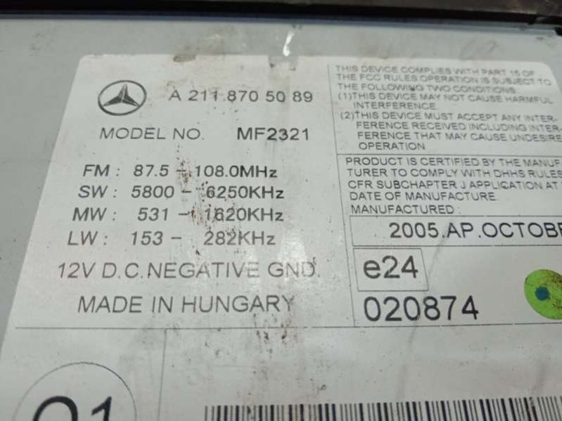 A2118705089 Магнитола передняя Mercedes E W211 Арт 2691, вид 5